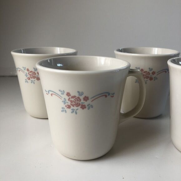 Corning Cups ~ USA ~ Floral ~ Blue And Pink Flower Ribbon ~ Delicate Timeless - Picture 2 of 10